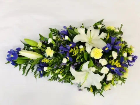 Lily and Iris Teardrop Spray - Lemon and Blue Lily and Iris Teardrop Spray - Lemon and Blue