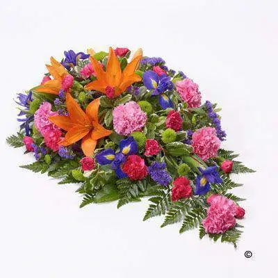 Lily and Iris Teardrop Spray - Vibrant Large Lily and Iris Teardrop Spray - Vibrant Large