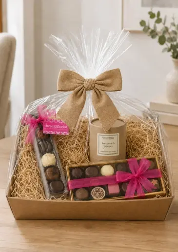Luxury Floral Candle and Chocolate Lovers Gift Set