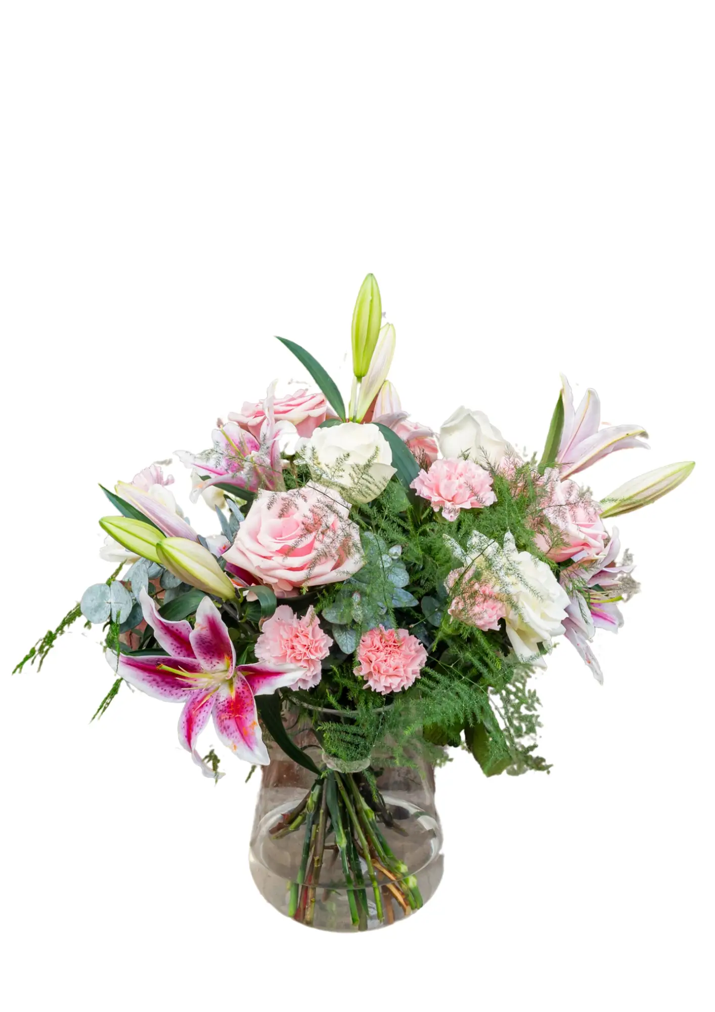 Luxury Perfect Pink and White Rose and Lily Vase Luxury Perfect Pink and White Rose and Lily Vase