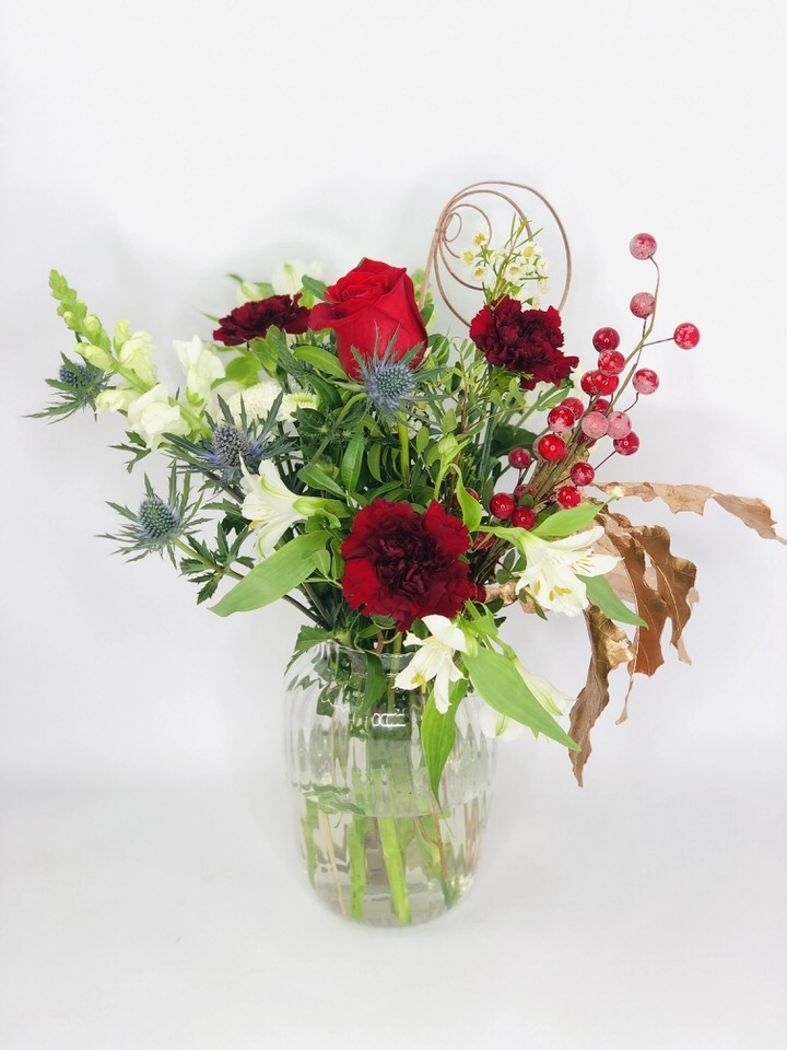 Merry Berry Christmas Vase of Festive Flowers