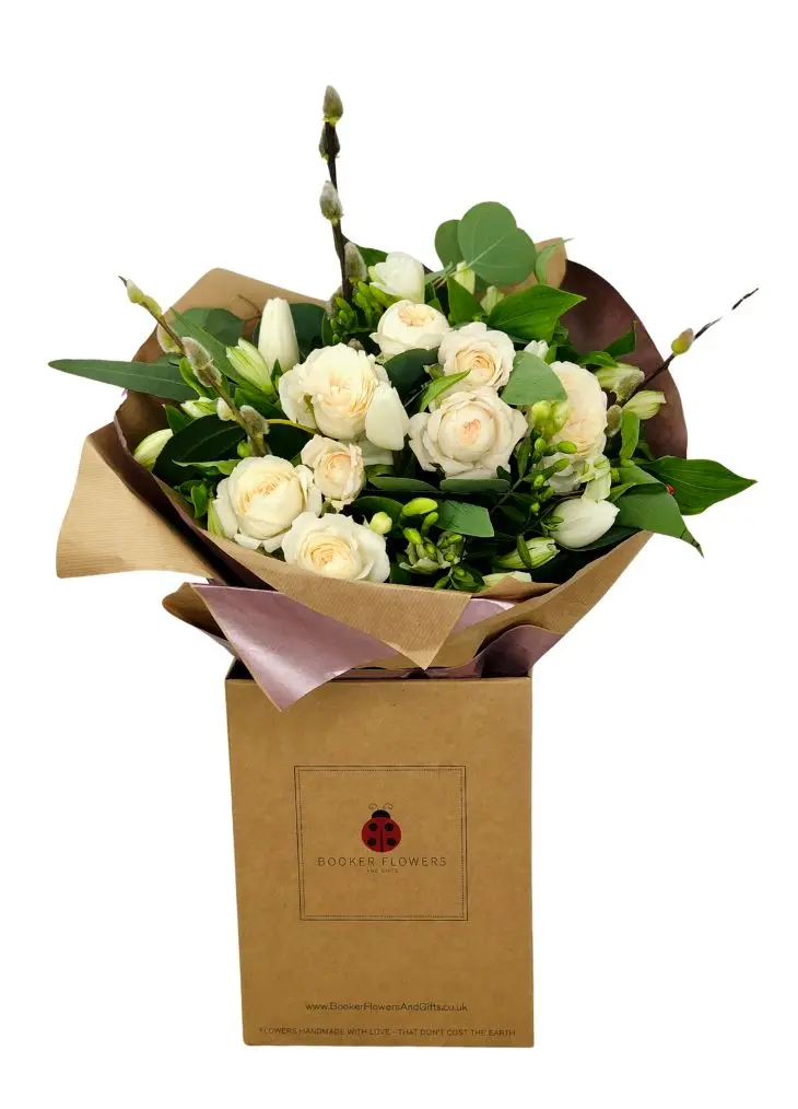 Mothers Day Pearls and Eucalyptus Bouquet of Flowers