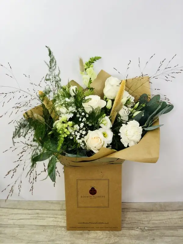 On Cloud 9 Whites and Greens Hand Tied Bouquet