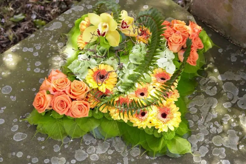 Orange and Green Cushion Funeral Tribute