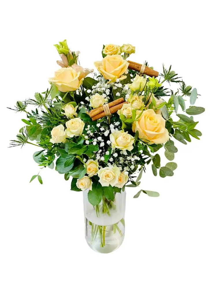 Peach Noel Christmas Vase of Flowers Peach Noel Christmas Vase of Flowers