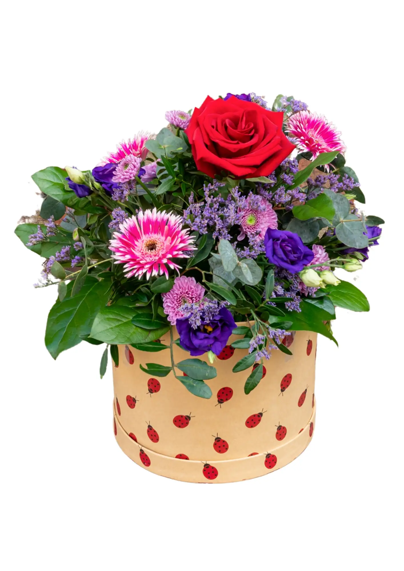 Pet Friendly Bright and Cheery Hatbox of Flowers Pet Friendly Bright and Cheery Hatbox of Flowers