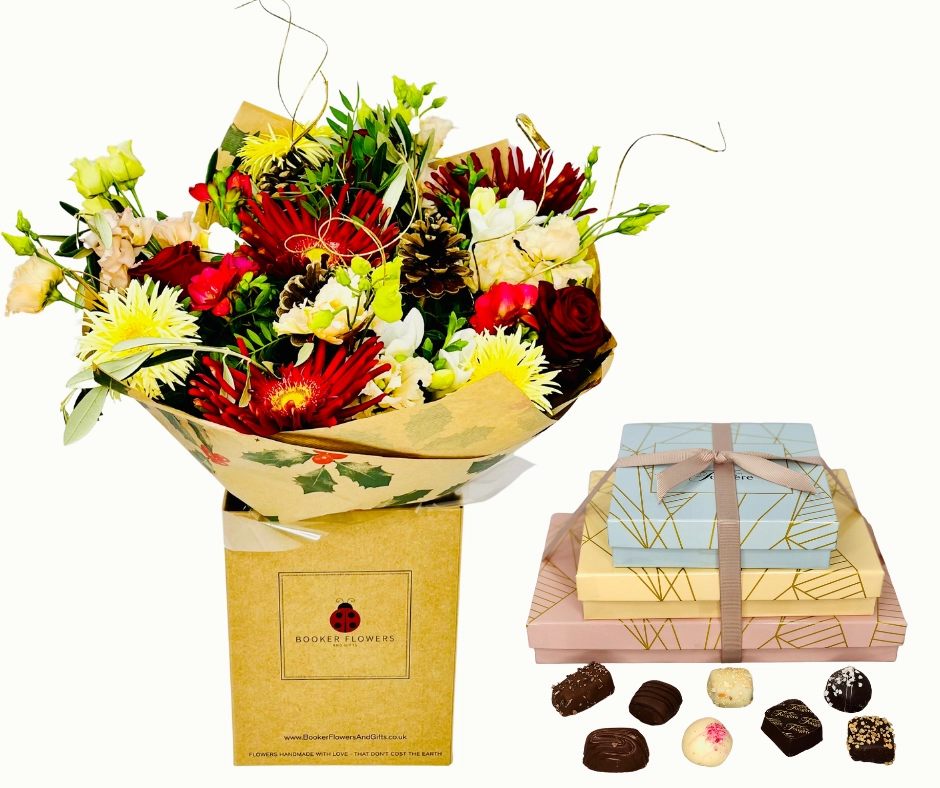 Pet-Friendly Christmas Flowers and Chocolates Giftset