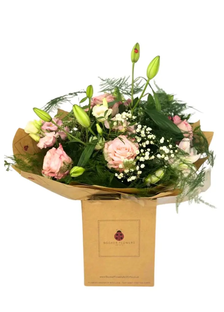 Pink Rose and Scented Lily Handtied Bouquet Pink Rose and Scented Lily Handtied Bouquet