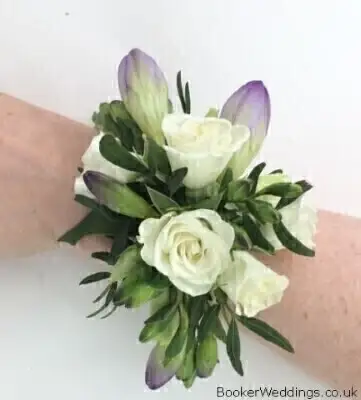 Purple and White Wrist Corsage Purple and White Wrist Corsage