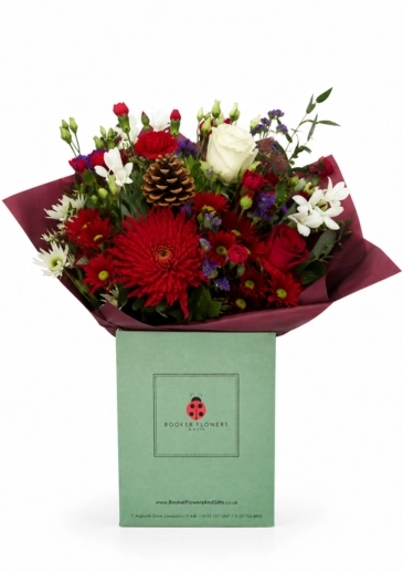 Red Velvet Winter Bouquet of Christmas Flowers Delivered