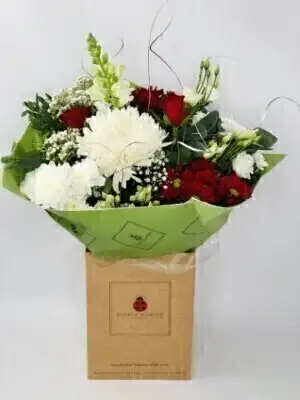 Red White and Gold Christmas Bouquet