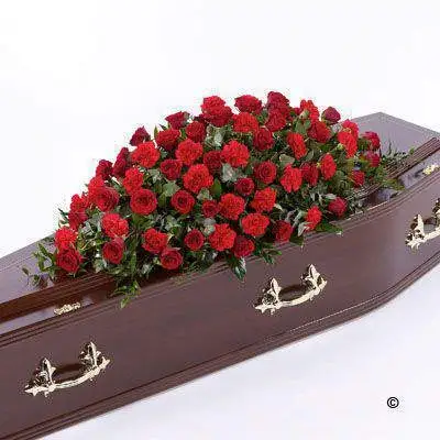Rose and Carnation Casket Spray - Red Rose and Carnation Casket Spray - Red