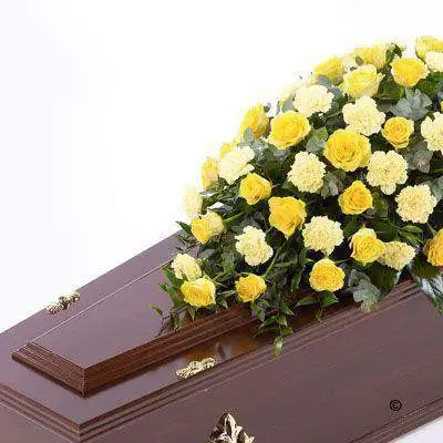 Rose and Carnation Casket Spray - Yellow Large Rose and Carnation Casket Spray - Yellow Large