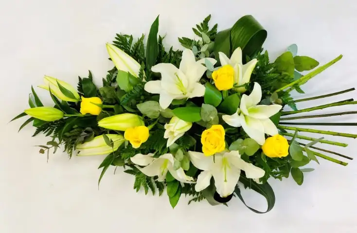 Rose and Lily Spray - Yellow and White Rose and Lily Spray - Yellow and White