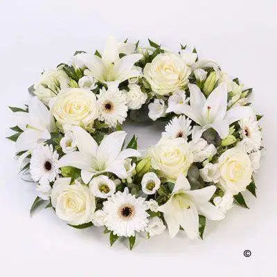 Rose and Lily Wreath - White Large Rose and Lily Wreath - White Large