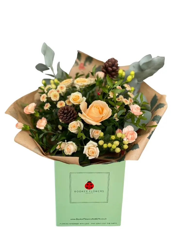 Rustic Peach Christmas Floral Bouquet in Water