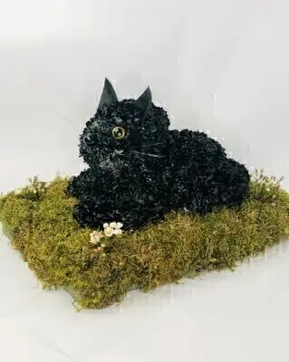 Sitting Black Cat Funeral Tribute
