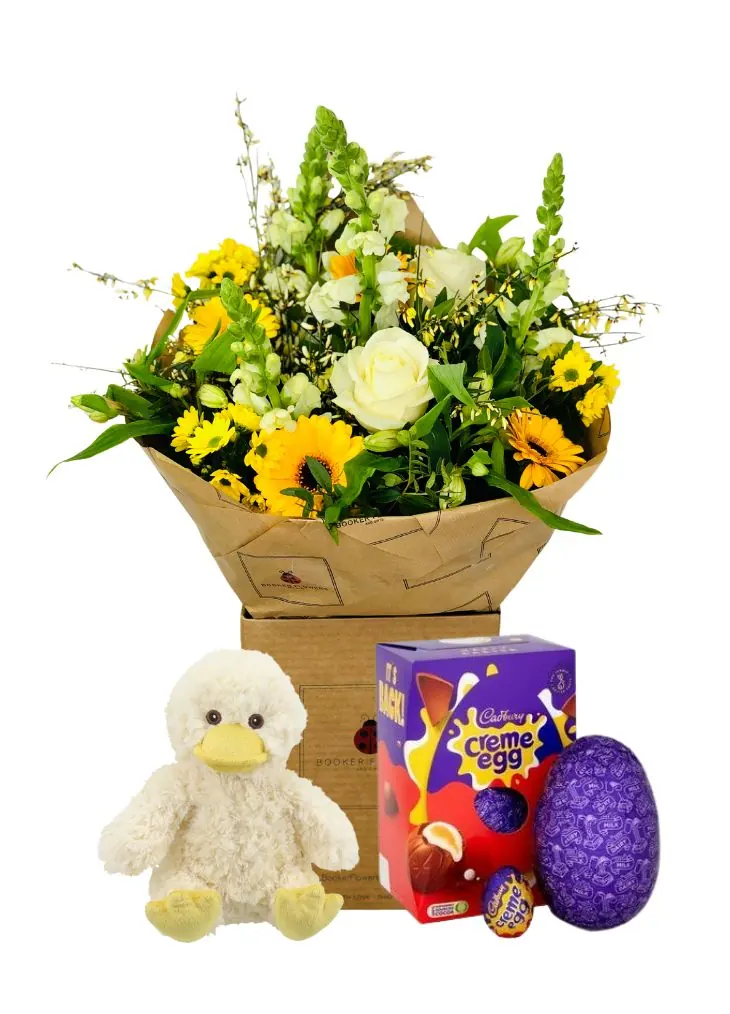 Spring Easter Flowers with Easter Egg and Duckling Plush gift set Spring Easter Flowers with Easter Egg and Duckling Plush gift set