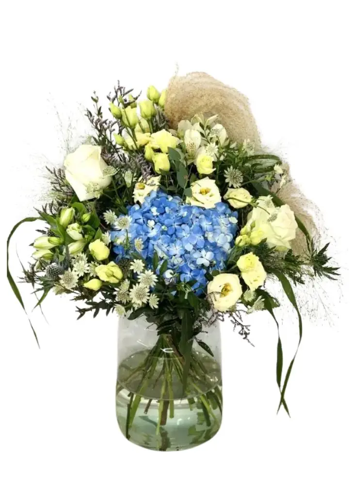 Sugar and Spice New Baby Vase of Blue Flowers Sugar and Spice New Baby Vase of Blue Flowers