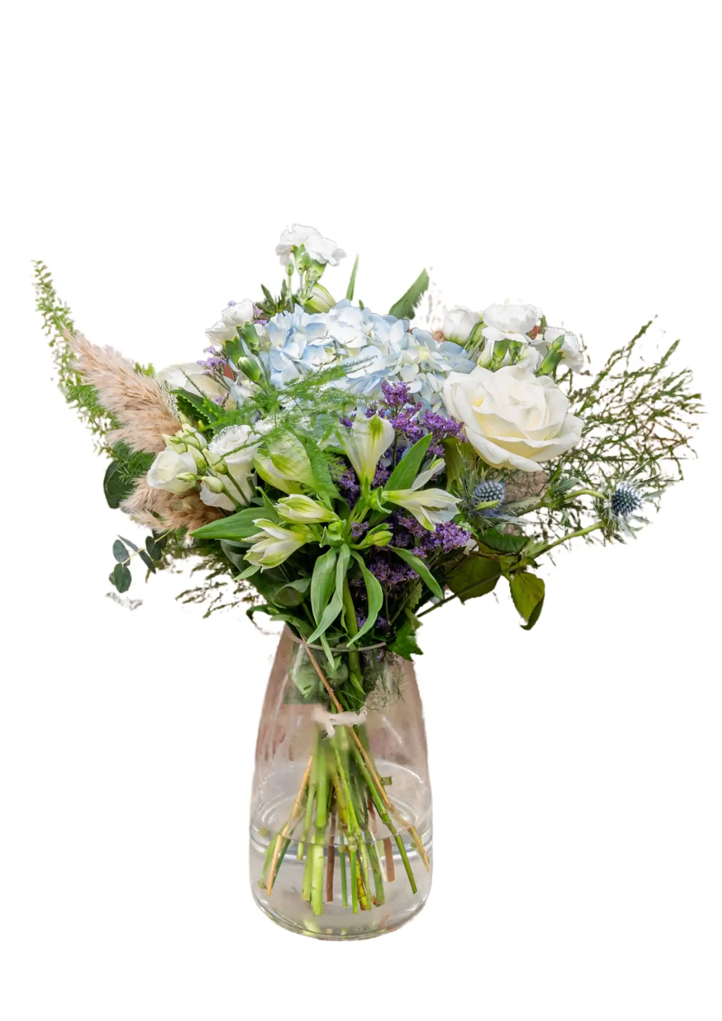 Sugar and Spice Vase of Blue Flowers