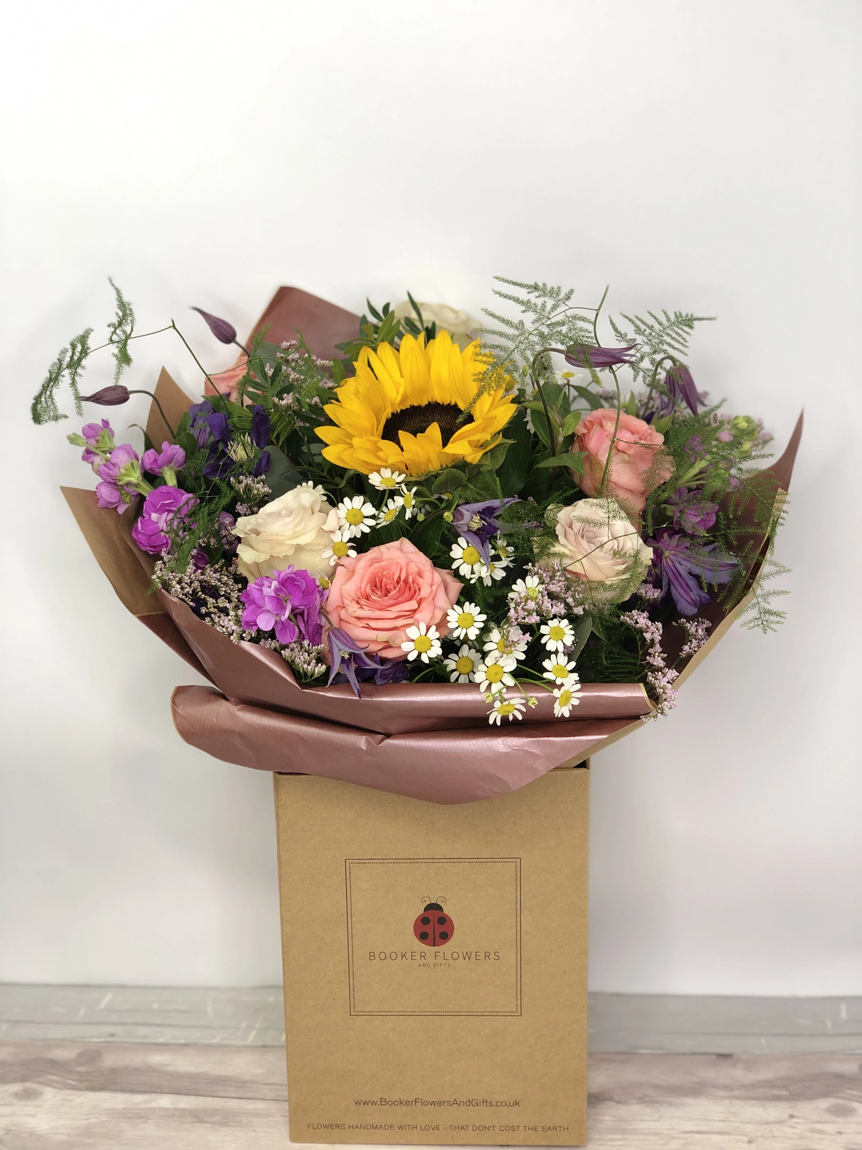 Sunflower And Roses Martini Bouquet