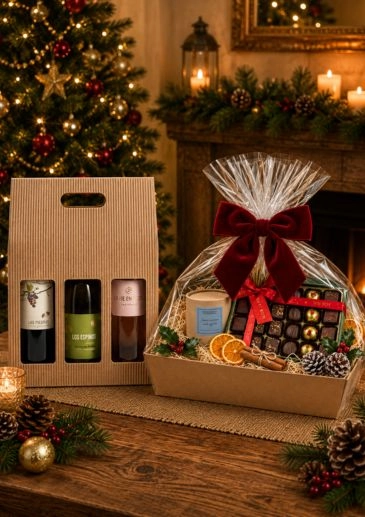 The Liverpool Vegan Wine and Chocolates Christmas Gift Hamper with Candle