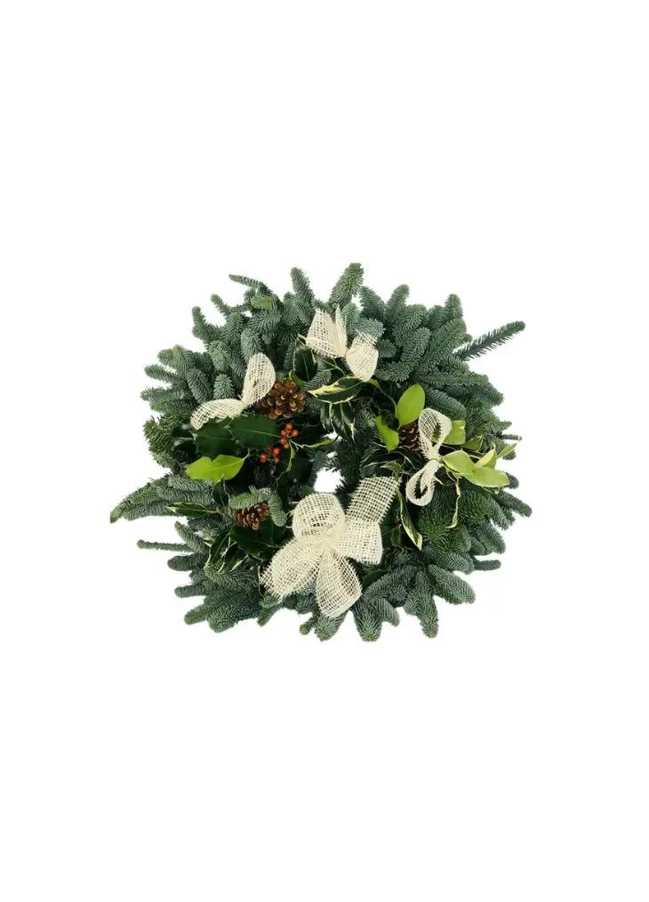 Traditional Christmas Holly Wreath - White Traditional Christmas Holly Wreath - White