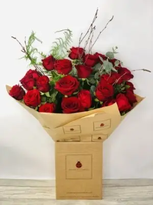 Valentines Luxury 24 Red Roses Bouquet