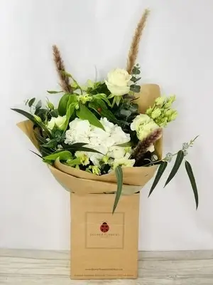 Valentines White Kiss Handtied Bouquet