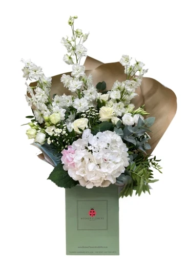 White Delphinium and Hydrangea Luxurious Love Bouquet