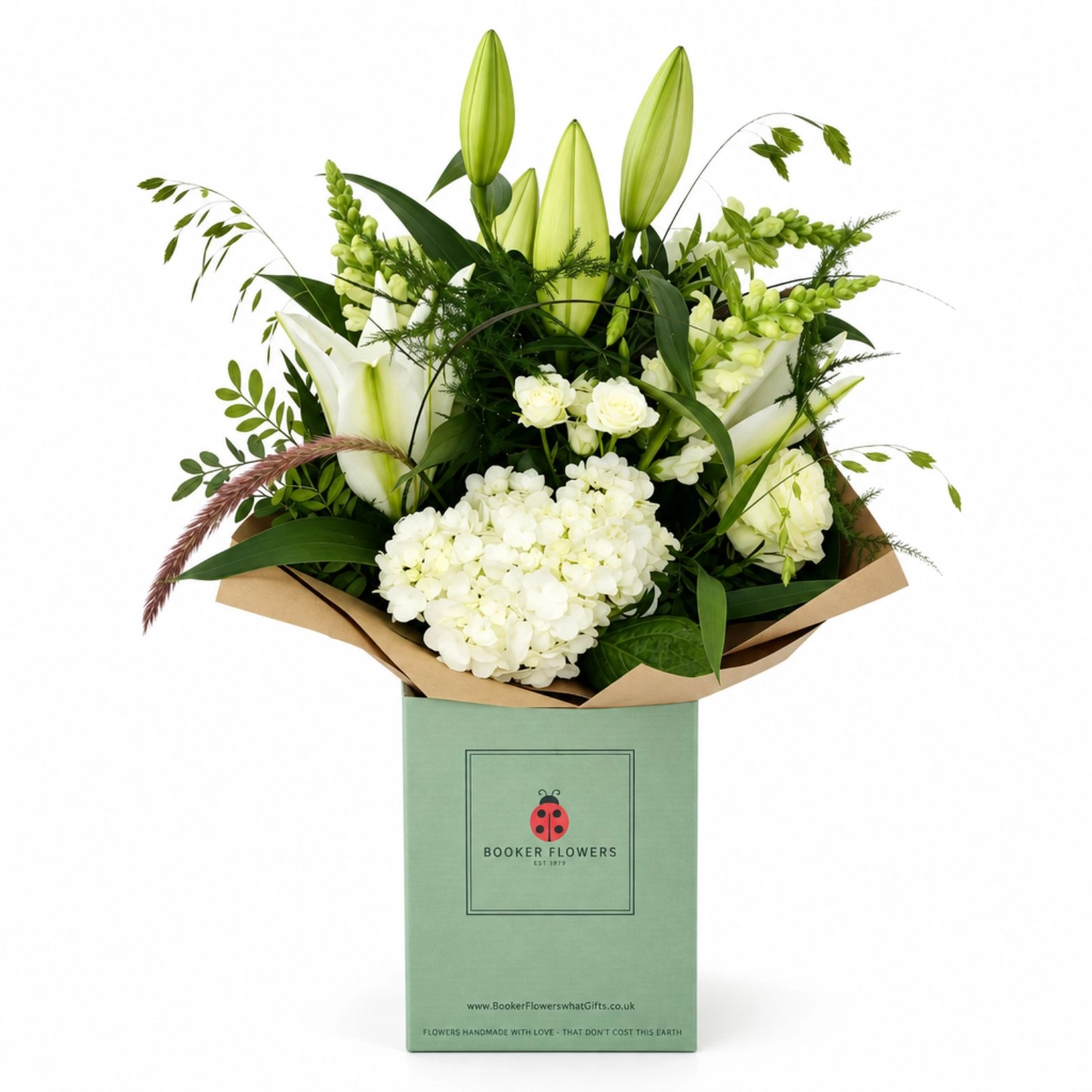 Wonderful White Rose Hydrangea and Lily Bouquet perfect for a 30th wedding anniversary gift